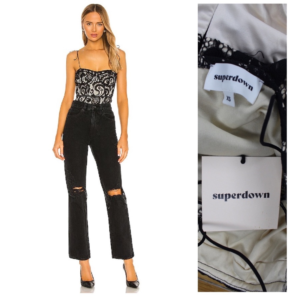 SOLD. Revolve Superdown NWT Stasia Lace Bodysuit XS - Picture 1 of 11